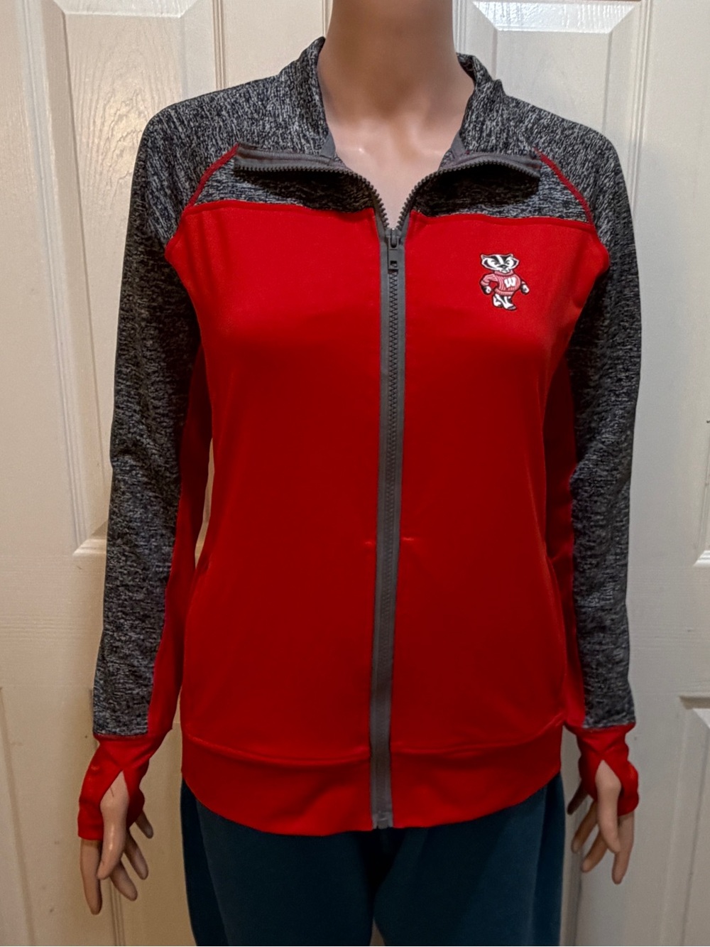 Wisconsin Badgers Red & Gray Zip-Front Athletic Jacket